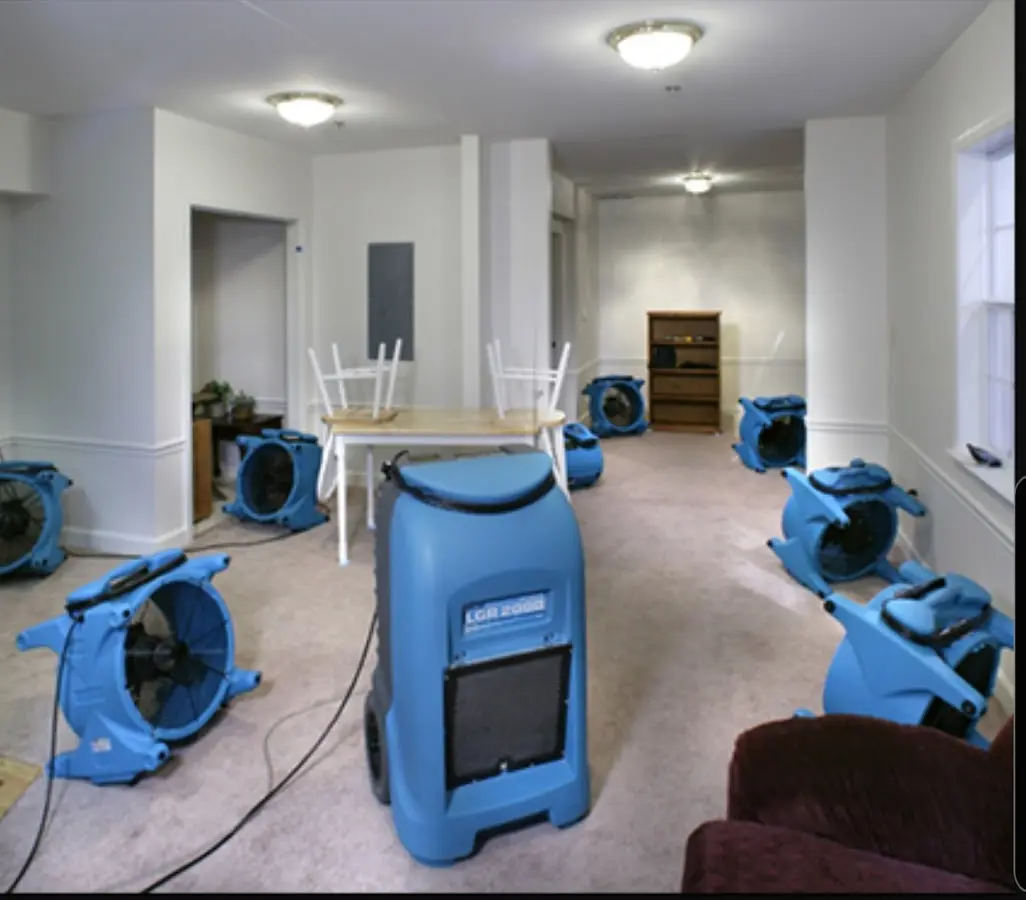 Air movers and dehumidifier setup for Water Extraction & Removal in Millersville